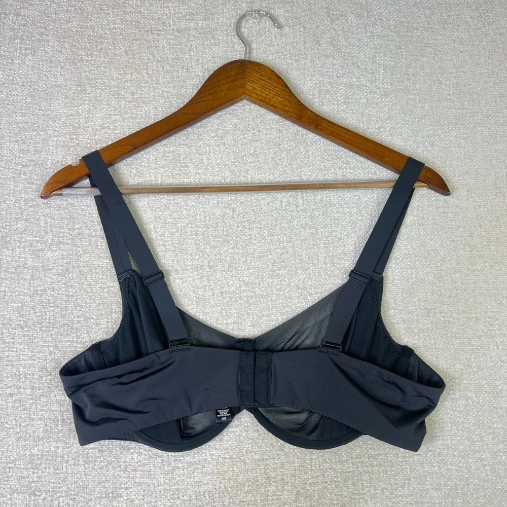 Skims Sheer Mesh Underwire Bra Onyx Black 42C Minimalist Breathable Lingerie